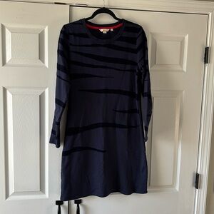 Boden Navy Dress with Tiger Velvet Stripes Size 10R US